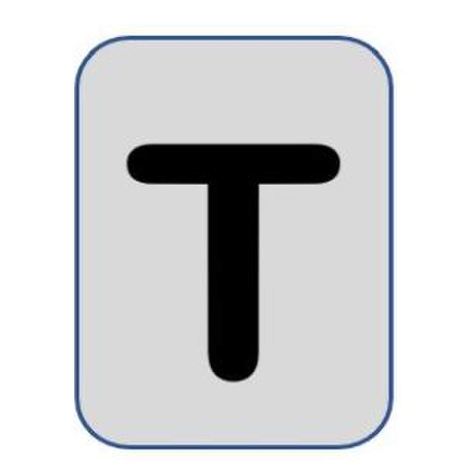 Aluminium label black/silver 40X25mm - Letter T